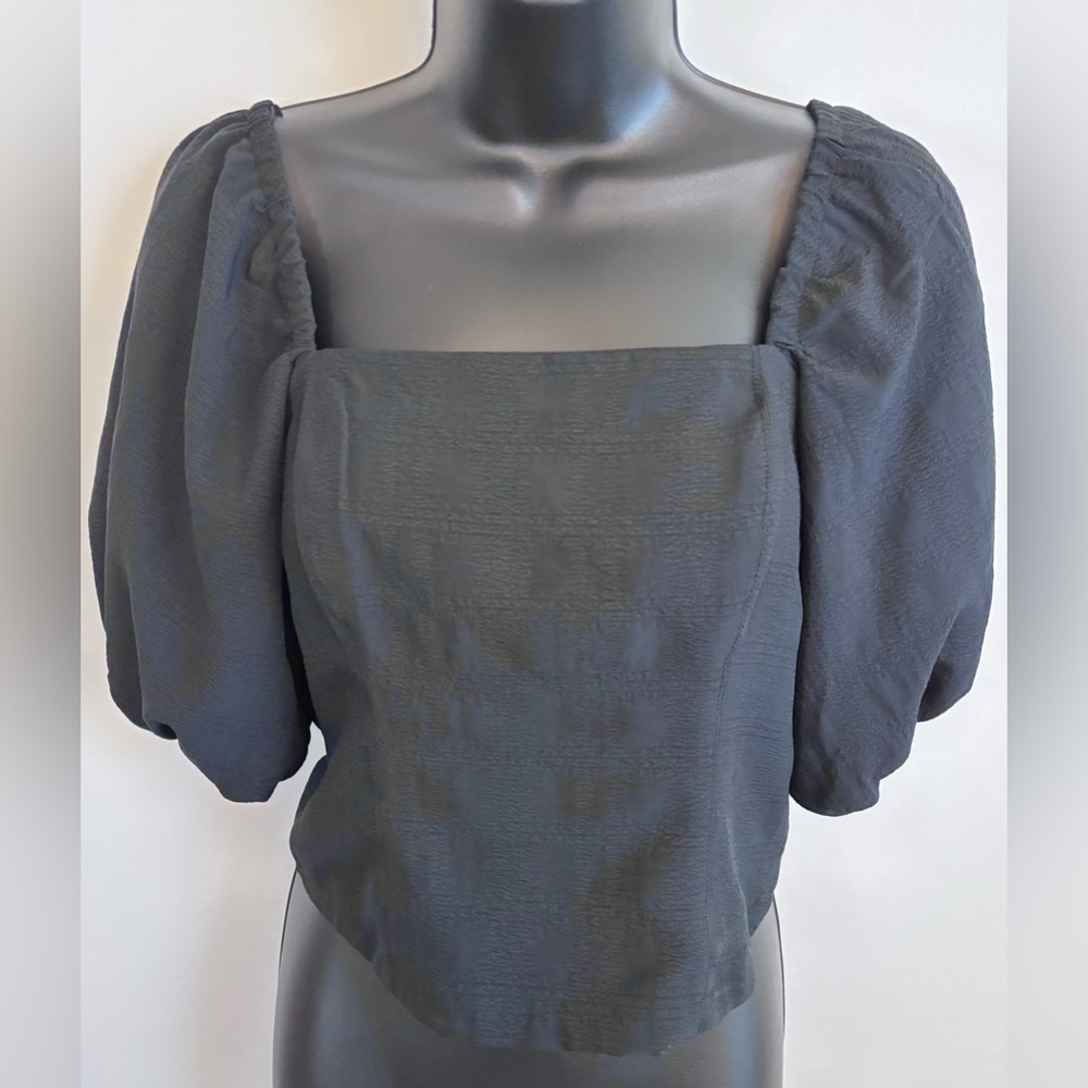 Melrose Market Black Peasant Boho Blouse S